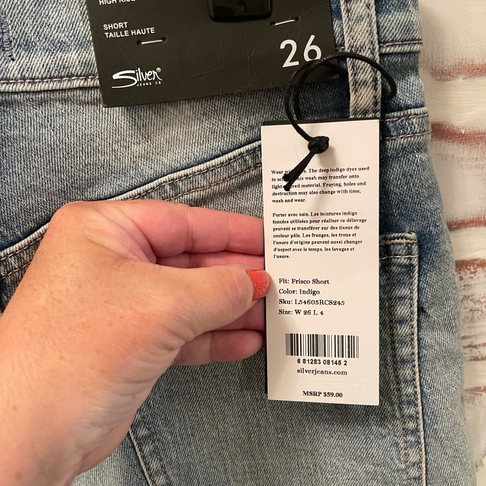 Silver short high rise Frisch jean short NWT